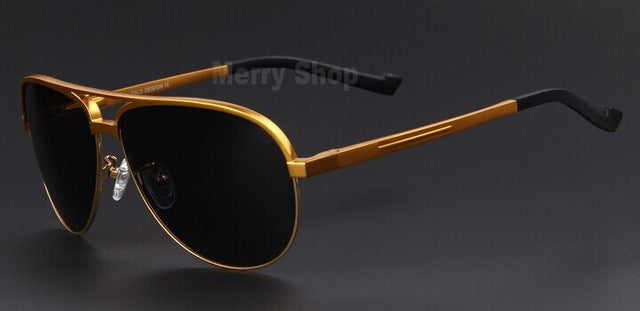 MERRYSTORE Men Brand Aluminum Alloy Polarized Shield Sunglasses Ultralight Gold Frame Polar Glasses Polarized Sunglasses