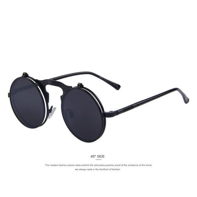 MERRY'S Steam Punk Gothic Vintage Clamshell Sunglasses Personality Clamshell Glasses Metal Punk Sun glasses