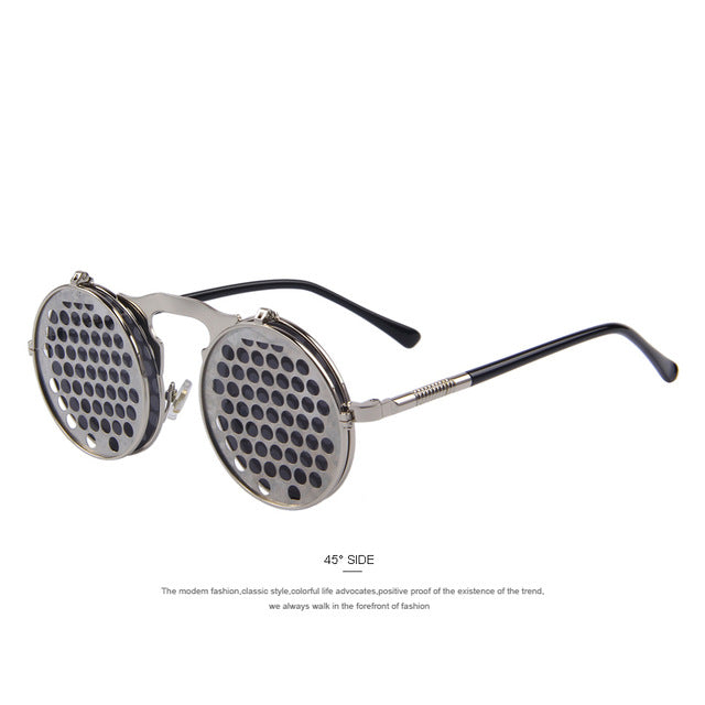 MERRY'S Steam Punk Gothic Vintage Clamshell Sunglasses Personality Clamshell Glasses Metal Punk Sun glasses