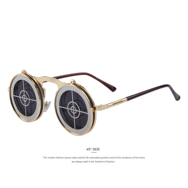 MERRY'S Steam Punk Gothic Vintage Clamshell Sunglasses Personality Clamshell Glasses Metal Punk Sun glasses