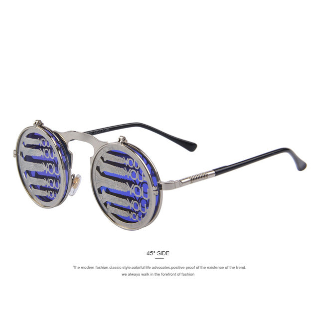 MERRY'S Steam Punk Gothic Vintage Clamshell Sunglasses Personality Clamshell Glasses Metal Punk Sun glasses