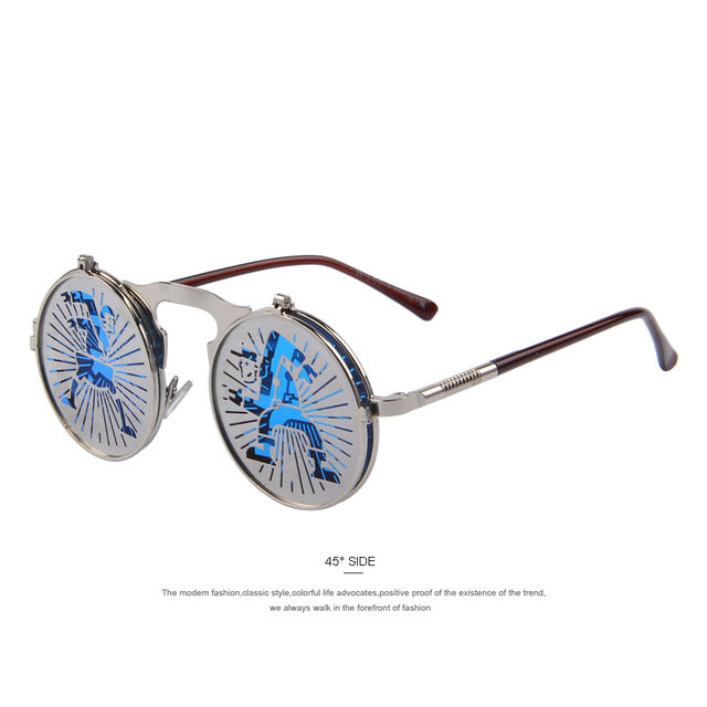 MERRY'S Steam Punk Gothic Vintage Clamshell Sunglasses Personality Clamshell Glasses Metal Punk Sun glasses
