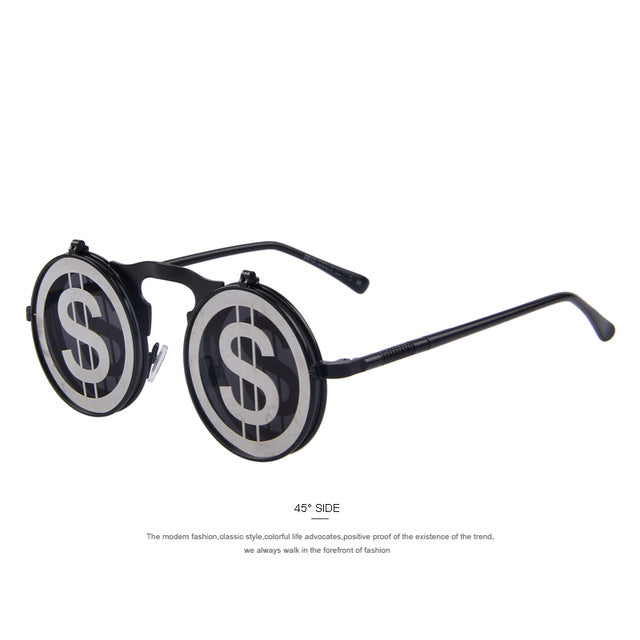MERRY'S Steam Punk Gothic Vintage Clamshell Sunglasses Personality Clamshell Glasses Metal Punk Sun glasses