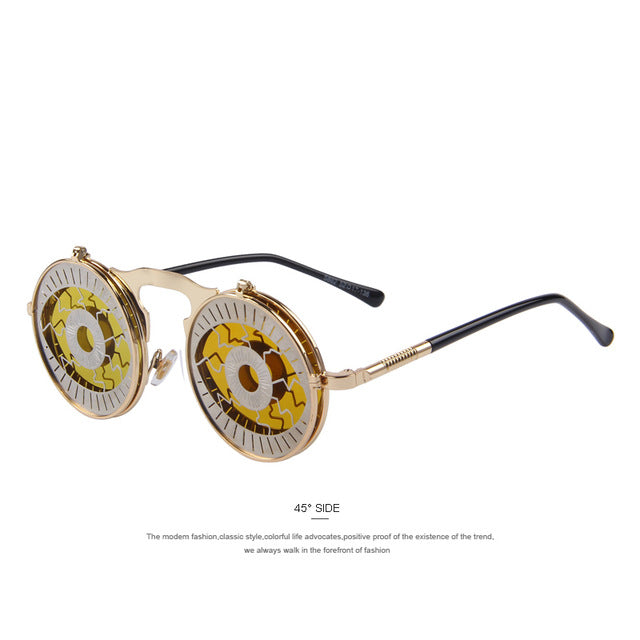 MERRY'S Steam Punk Gothic Vintage Clamshell Sunglasses Personality Clamshell Glasses Metal Punk Sun glasses