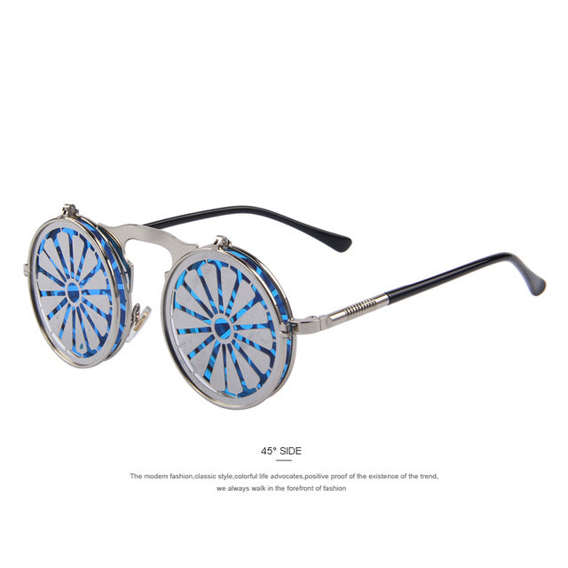 MERRY'S Steam Punk Gothic Vintage Clamshell Sunglasses Personality Clamshell Glasses Metal Punk Sun glasses