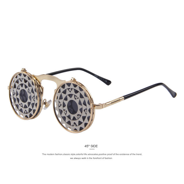 MERRY'S Steam Punk Gothic Vintage Clamshell Sunglasses Personality Clamshell Glasses Metal Punk Sun glasses