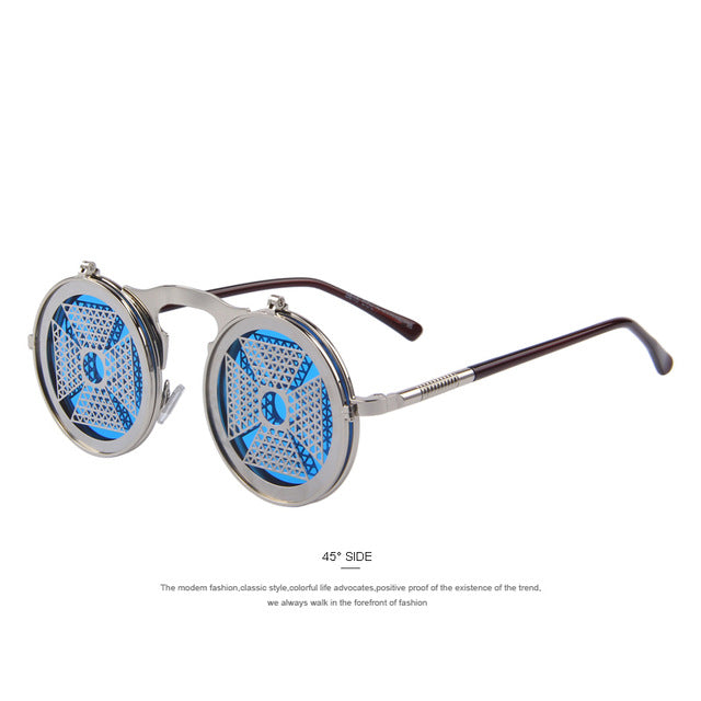 MERRY'S Steam Punk Gothic Vintage Clamshell Sunglasses Personality Clamshell Glasses Metal Punk Sun glasses