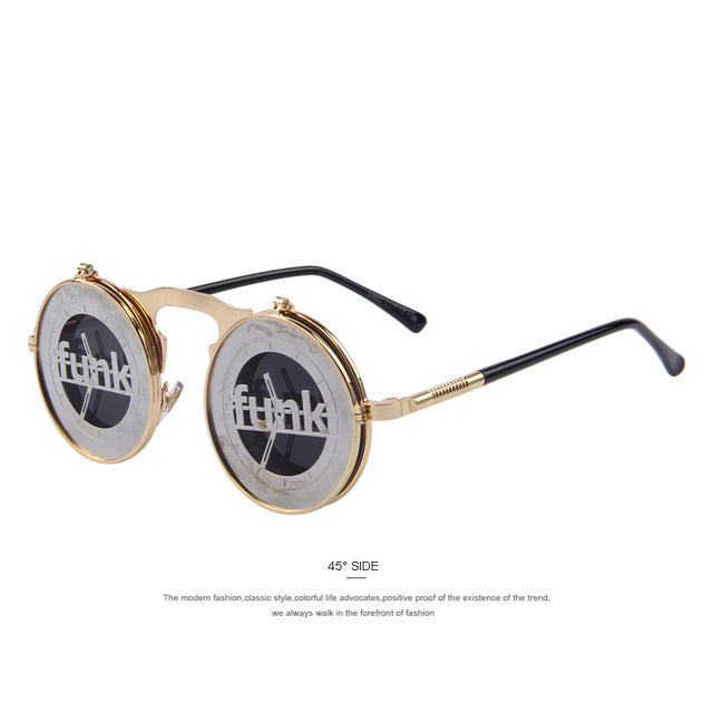 MERRY'S Steam Punk Gothic Vintage Clamshell Sunglasses Personality Clamshell Glasses Metal Punk Sun glasses