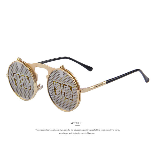 MERRY'S Steam Punk Gothic Vintage Clamshell Sunglasses Personality Clamshell Glasses Metal Punk Sun glasses