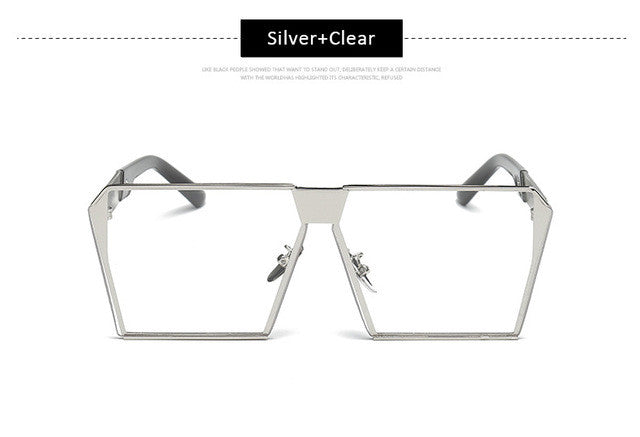 Men Oversized Square Sunglasses Women Fashion Large Size Metal Steampunk Mirror Sun Glasses