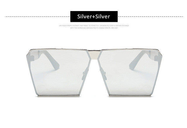 Men Oversized Square Sunglasses Women Fashion Large Size Metal Steampunk Mirror Sun Glasses