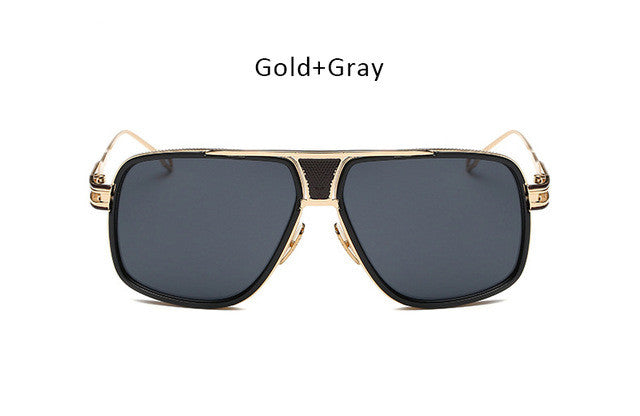TSHING New Fashion Men Big Square Sunglasses Man Luxury Brand Designer Oversized Metal Women Sun Glasses For Male Driving UV400