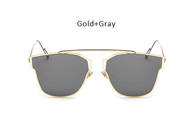 New Woman Brand Designer Cat Eye Sunglasses Fashion Rimless Women Cateye Metal Mirror Sunglasses Luxury Female