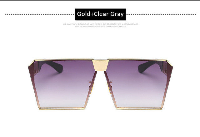 Men Women Oversized Steampunk Square Sunglasses New Fashion Large Clear Lens Metal Mirror Sun Glasses