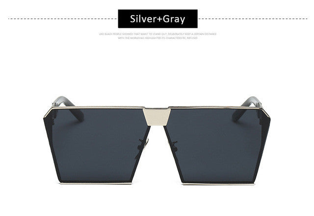 Men Women Oversized Steampunk Square Sunglasses New Fashion Large Clear Lens Metal Mirror Sun Glasses