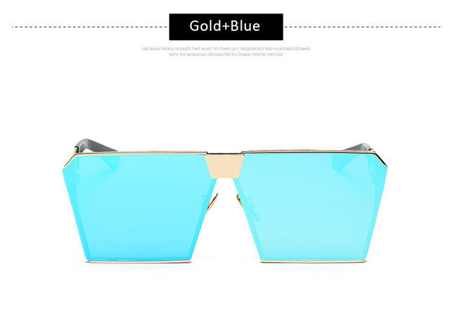 Men Women Oversized Steampunk Square Sunglasses New Fashion Large Clear Lens Metal Mirror Sun Glasses