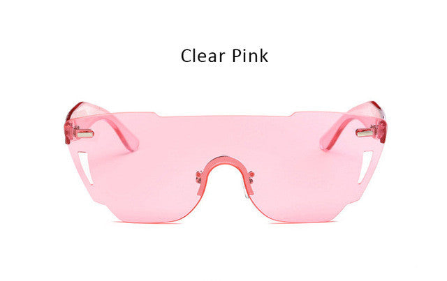 Candy Color Rimless Shield Sunglasses