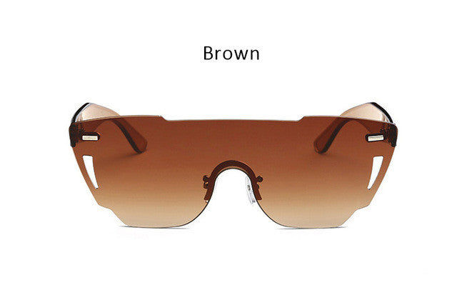 Candy Color Rimless Shield Sunglasses