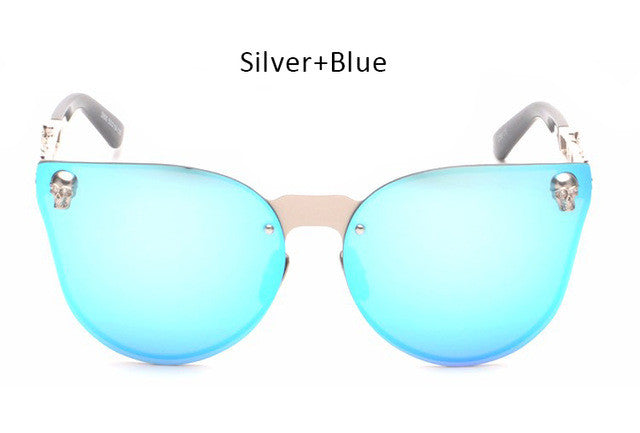Fashion Unique Skull Women Cat Eye Sunglasses Men Oversized Rimless Mirror Cateye Sunglasses