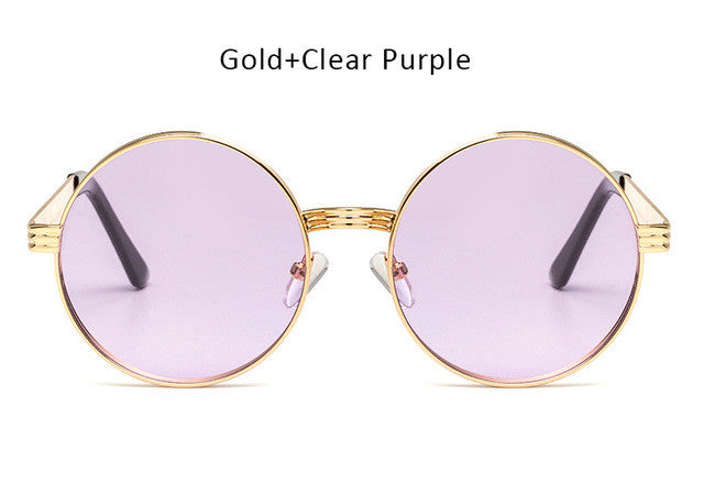 Vintage Men Women Gothic Steampunk Round Sunglasses