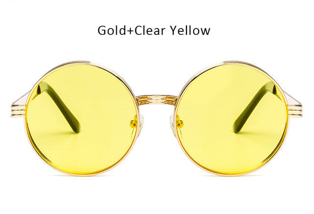Vintage Men Women Gothic Steampunk Round Sunglasses