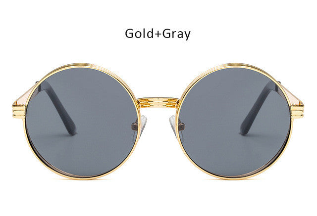 Vintage Men Women Gothic Steampunk Round Sunglasses