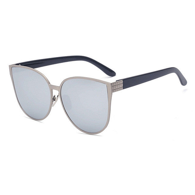 ROYAL GIRL Sunglasses Women Metal Frame Cat Eye Sunglasses Mirror Oval Lens Brand Designer Fashion Ladies Sunglasses ss705