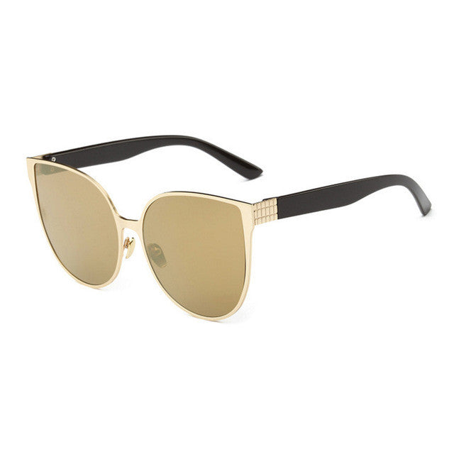 ROYAL GIRL Sunglasses Women Metal Frame Cat Eye Sunglasses Mirror Oval Lens Brand Designer Fashion Ladies Sunglasses ss705