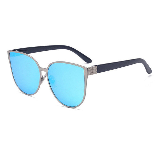 ROYAL GIRL Sunglasses Women Metal Frame Cat Eye Sunglasses Mirror Oval Lens Brand Designer Fashion Ladies Sunglasses ss705