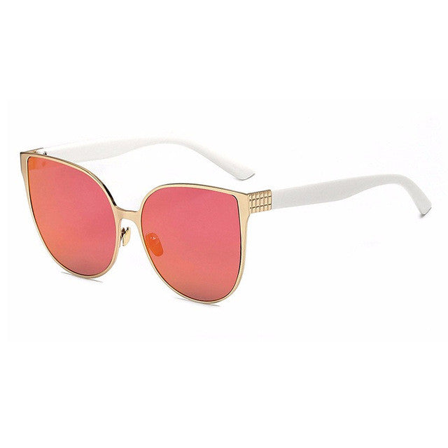 ROYAL GIRL Sunglasses Women Metal Frame Cat Eye Sunglasses Mirror Oval Lens Brand Designer Fashion Ladies Sunglasses ss705