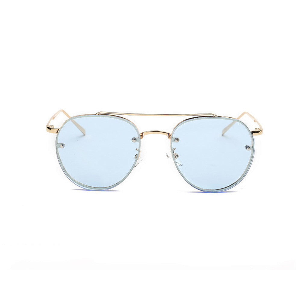 Women Fashion Circular Sunglasses Metal Frame Sunglasses Brand Classic Tone Mirr