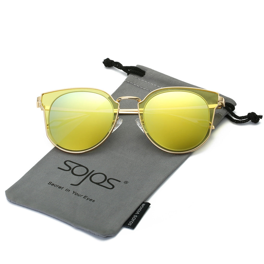 Fashion Polarized Sunglasses UV Mirrored Lens Oversize Metal Frame SJ1057