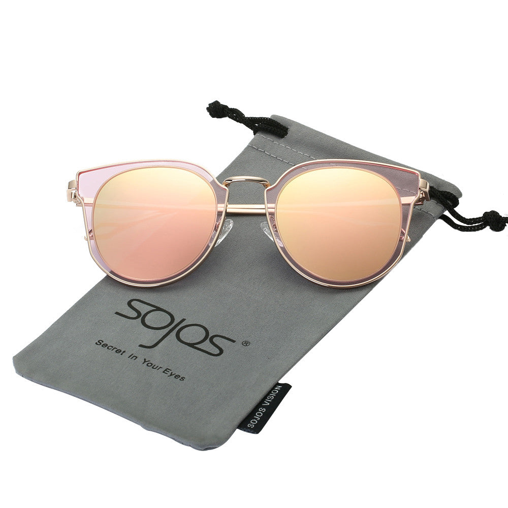Fashion Polarized Sunglasses UV Mirrored Lens Oversize Metal Frame SJ1057