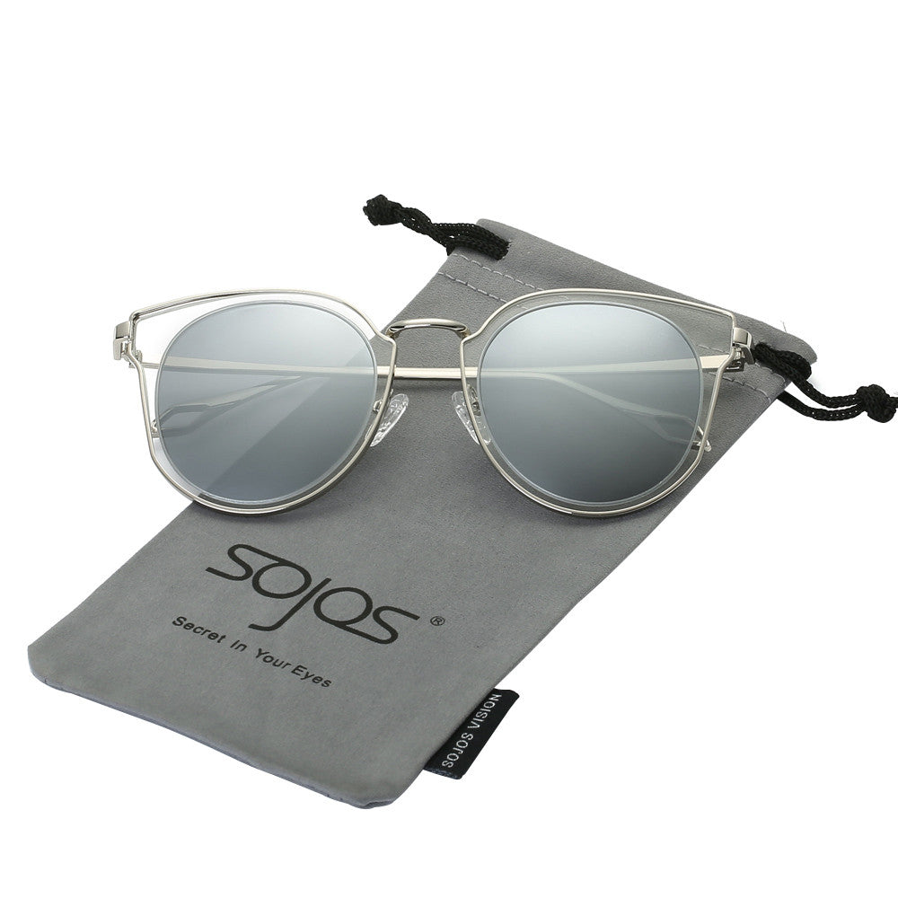 Fashion Polarized Sunglasses UV Mirrored Lens Oversize Metal Frame SJ1057