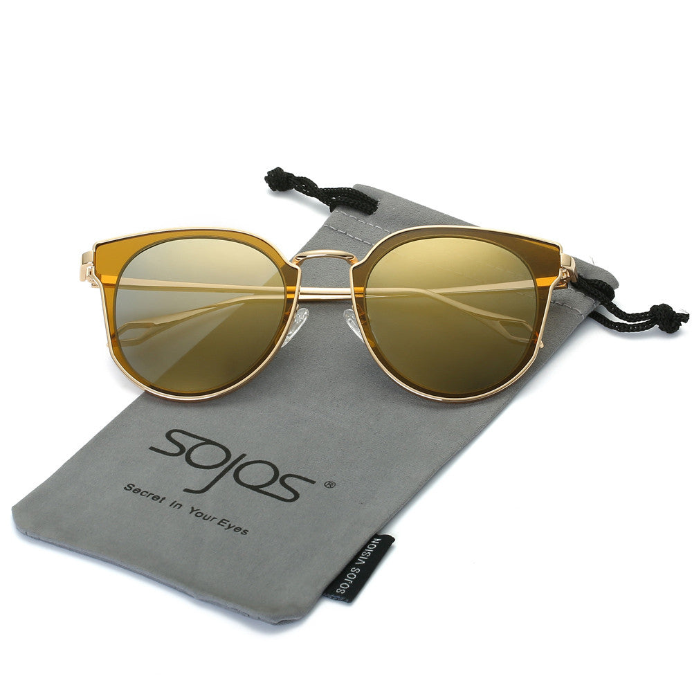 Fashion Polarized Sunglasses UV Mirrored Lens Oversize Metal Frame SJ1057