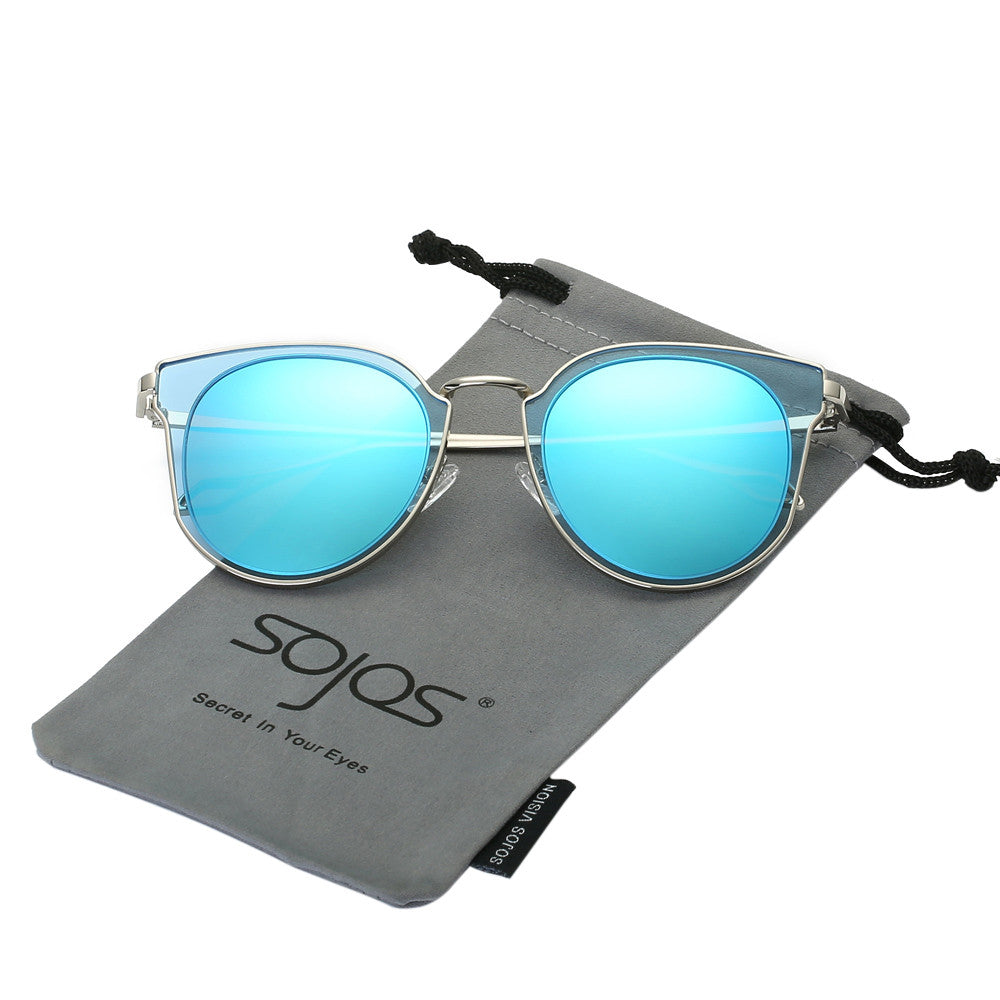 Fashion Polarized Sunglasses UV Mirrored Lens Oversize Metal Frame SJ1057