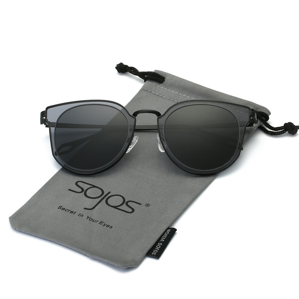 Fashion Polarized Sunglasses UV Mirrored Lens Oversize Metal Frame SJ1057