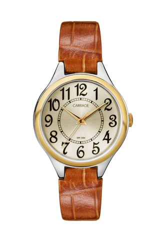 Carriage Womens Two Tone Brown Strap Watch