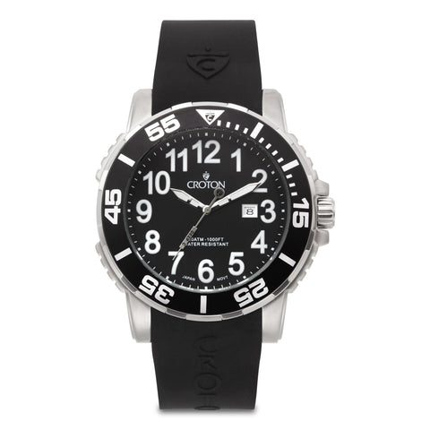 Croton Mens Stainless Steel Silvertone Date Watch