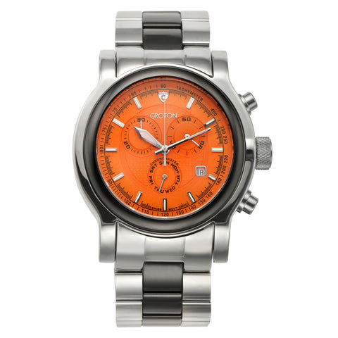 Croton Mens Stainless Steel & Ceramic Silvertone   Chronograph Watch