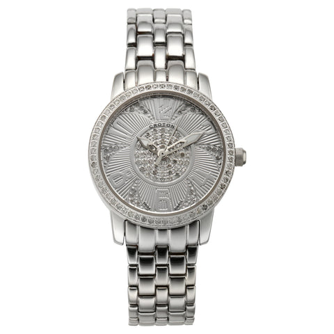 Croton Womens Stainless steel Silvertone Diamond Case Watch