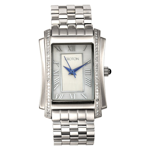 Croton Womens Stainless steel  Silvertone Diamond Case MOP Dial Watch