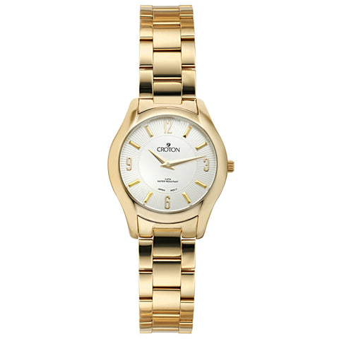 Croton Womens Stainless steel Goldtone Patterned dial Watch