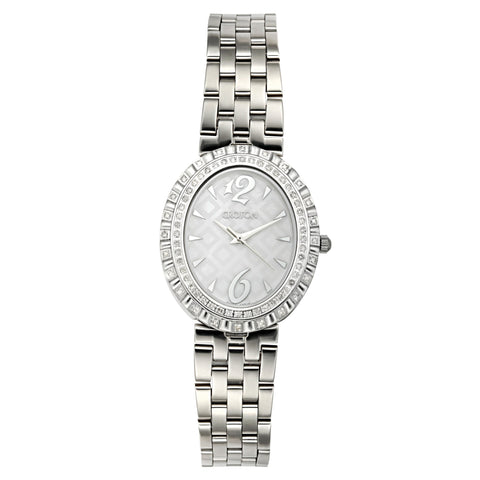 Croton Womens Stainless Steel Silvertone Diamond Bezel Watch