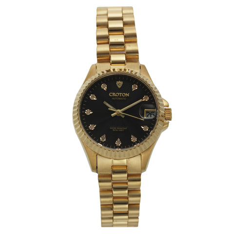 Croton Womens Stainless steel Goldtone Diamond Marker Watch