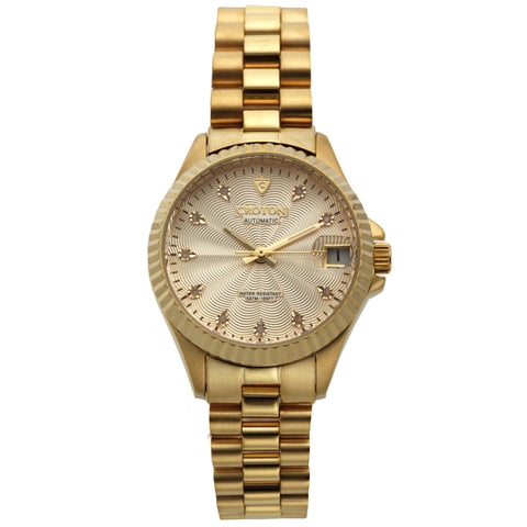 Croton Womens Stainless steel Goldtone Diamond Marker Watch