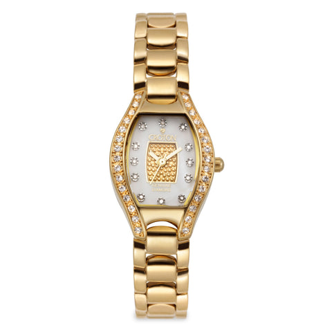 Croton Womens Stainless steel Goldtone Crystal Bezel Watch