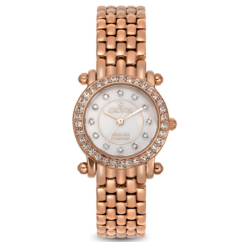 Croton Womens Stainless steel Rosetone Mother of Pearl Watch