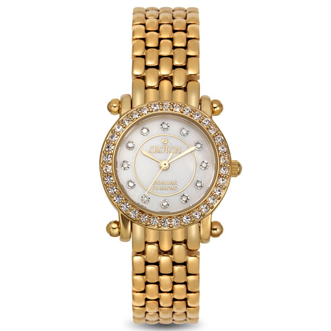 Croton Womens Stainless steel Goldtone Mother of Pearl Watch