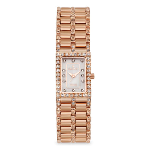 Croton Womens Stainless steel Rosetone Mother of Pearl Watch